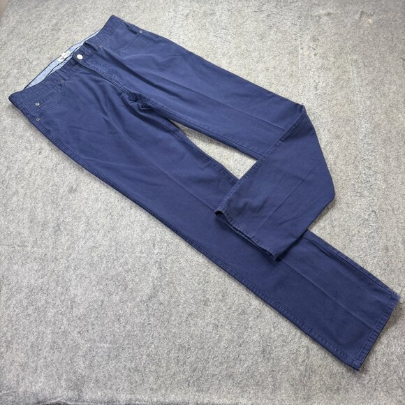 Peter Millar 5-Pocket Pants Men 34 x 33 Blue Canvas Stretch Tapered - Picture 1 of 16